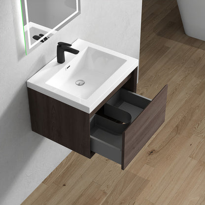 Bella 24" Wall Mounted Bathroom Vanity with Reinforced Acrylic Integrated Sink Top
