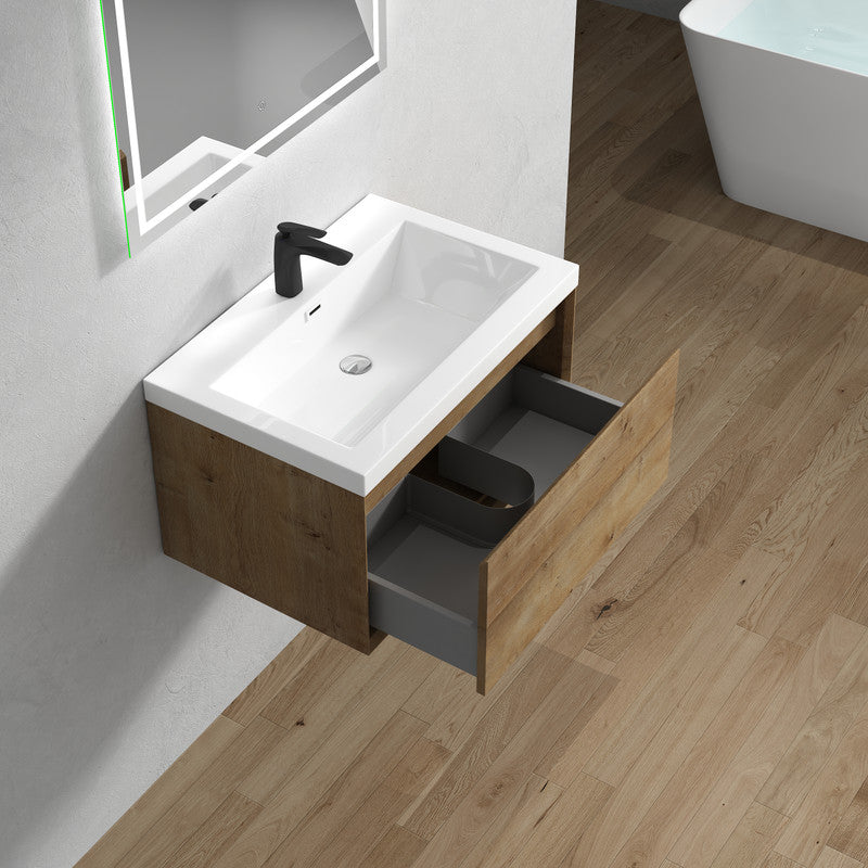 Bella 30" Wall Mounted Bathroom Vanity with Reinforced Acrylic Integrated Sink Top