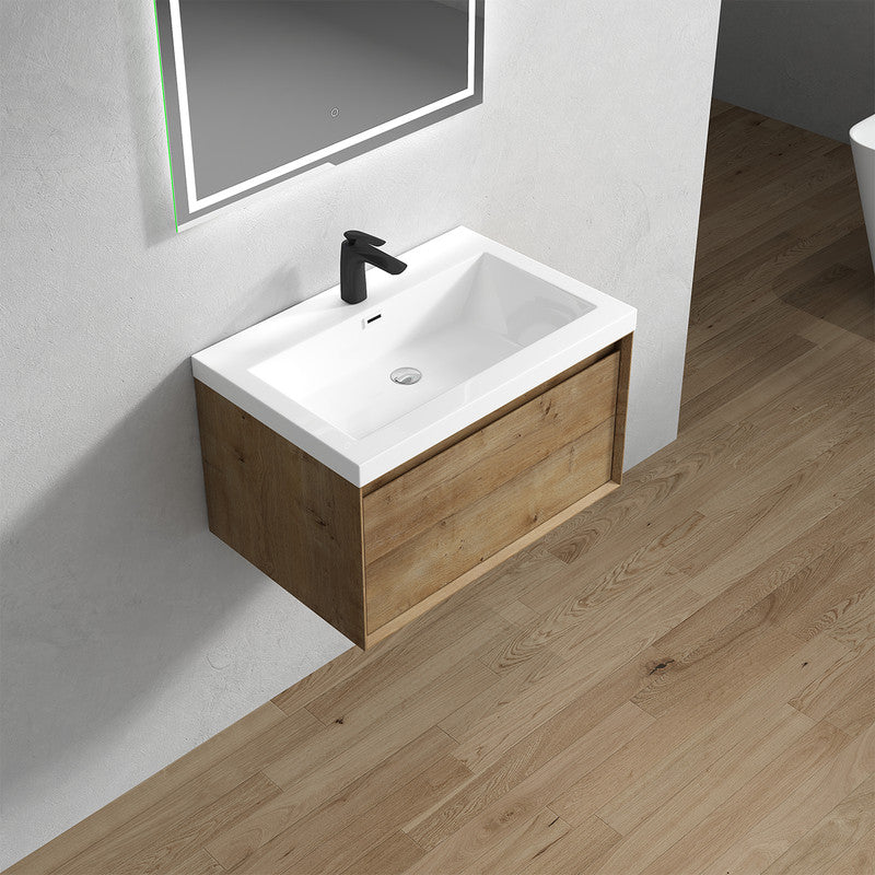 Bella 30" Wall Mounted Bathroom Vanity with Reinforced Acrylic Integrated Sink Top