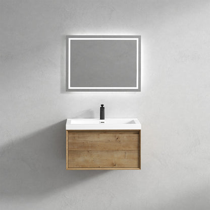 Bella 36" Wall Mounted Bathroom Vanity with Reinforced Acrylic Integrated Sink Top