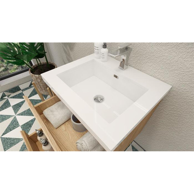 Bohemia Lina 24" Wall Mounted Bathroom Vanity with Reinforced Acrylic Integrated Sink Top