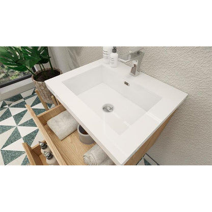 Bohemia Lina 24" Wall Mounted Bathroom Vanity with Reinforced Acrylic Integrated Sink Top