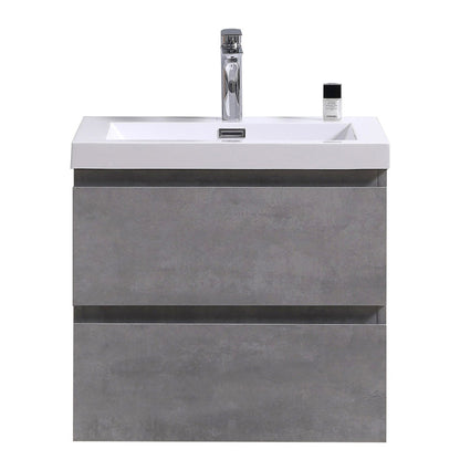 Bohemia Lina 24" Wall Mounted Bathroom Vanity with Reinforced Acrylic Integrated Sink Top