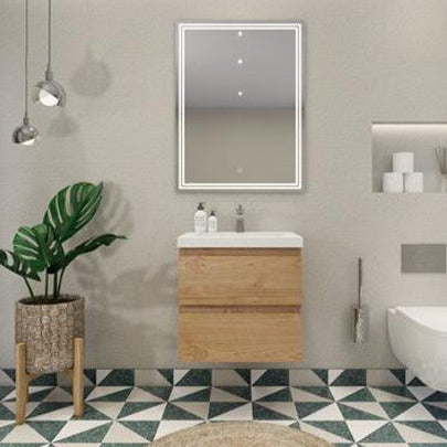 Bohemia Lina 24" Wall Mounted Bathroom Vanity with Reinforced Acrylic Integrated Sink Top