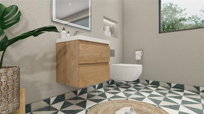 Bohemia Lina 24" Wall Mounted Bathroom Vanity with Reinforced Acrylic Integrated Sink Top