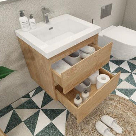 Bohemia Lina 24" Wall Mounted Bathroom Vanity with Reinforced Acrylic Integrated Sink Top