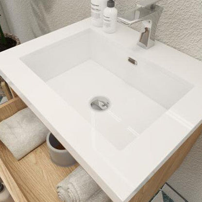 Bohemia Lina 24" Wall Mounted Bathroom Vanity with Reinforced Acrylic Integrated Sink Top