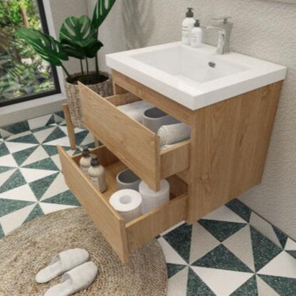 Bohemia Lina 24" Wall Mounted Bathroom Vanity with Reinforced Acrylic Integrated Sink Top