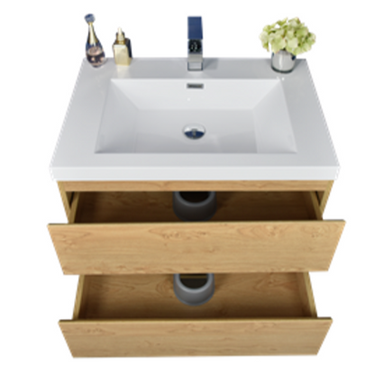 Bohemia Lina 30" Wall Mounted Bathroom Vanity with Reinforced Acrylic Integrated Sink Top