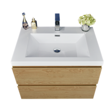 Bohemia Lina 30" Wall Mounted Bathroom Vanity with Reinforced Acrylic Integrated Sink Top