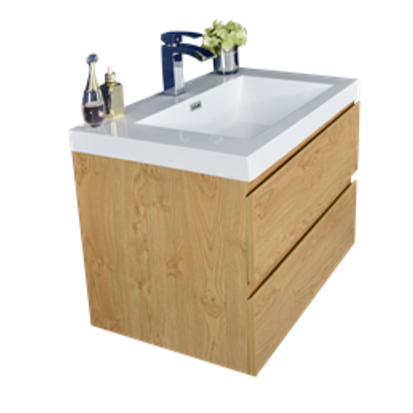 Bohemia Lina 30" Wall Mounted Bathroom Vanity with Reinforced Acrylic Integrated Sink Top
