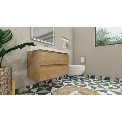 Bohemia Lina 36" Wall Mounted Bathroom Vanity with Reinforced Acrylic Integrated Sink Top