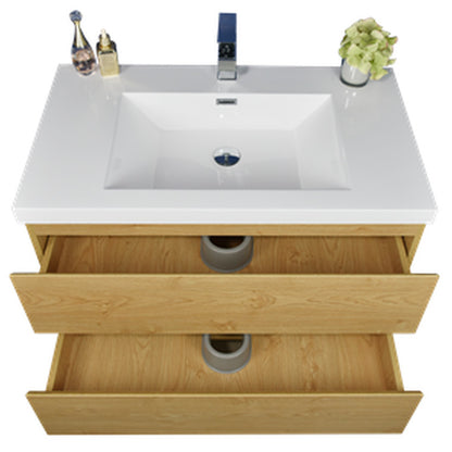 Bohemia Lina 36" Wall Mounted Bathroom Vanity with Reinforced Acrylic Integrated Sink Top