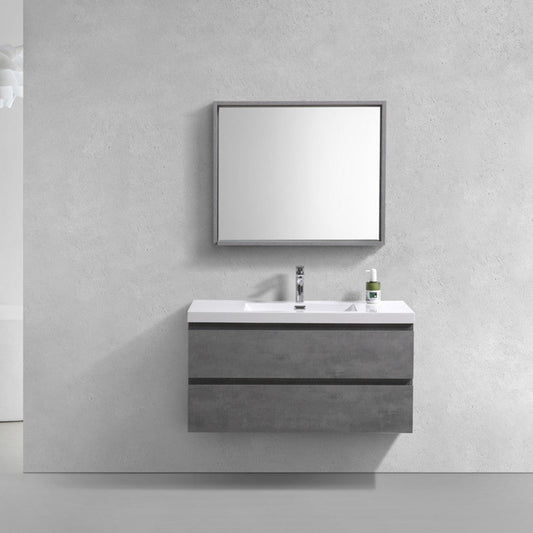 Bohemia Lina 42" Wall Mounted Bathroom Vanity with Reinforced Acrylic Integrated Sink Top