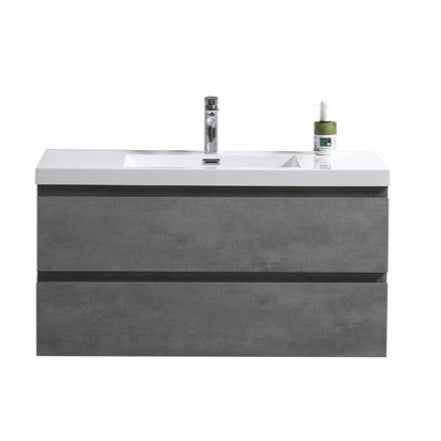 Bohemia Lina 42" Wall Mounted Bathroom Vanity with Reinforced Acrylic Integrated Sink Top