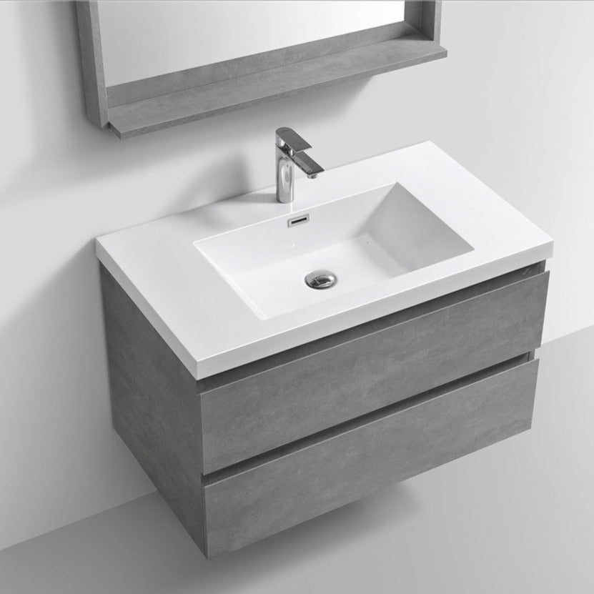 Bohemia Lina 42" Wall Mounted Bathroom Vanity with Reinforced Acrylic Integrated Sink Top