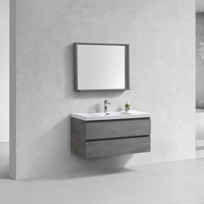 Bohemia Lina 42" Wall Mounted Bathroom Vanity with Reinforced Acrylic Integrated Sink Top
