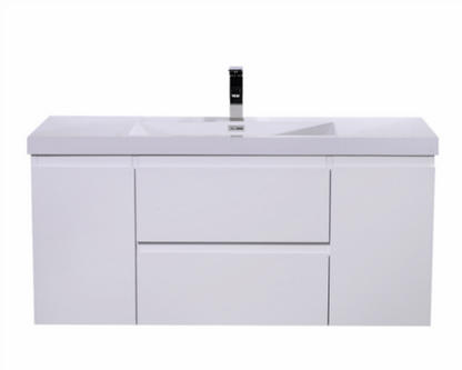 Bohemia Lina 48" Wall Mounted Bathroom Vanity with Reinforced Acrylic Integrated Sink Top