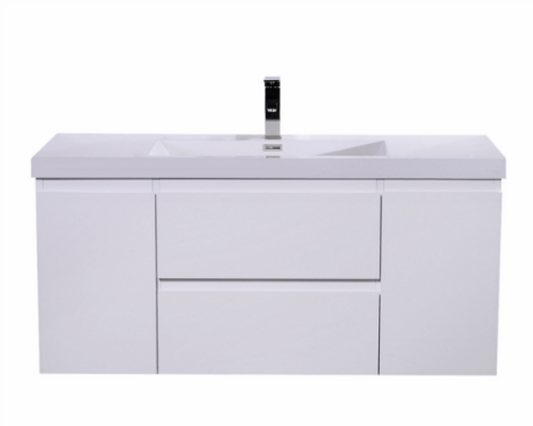 Bohemia Lina 48" Wall Mounted Bathroom Vanity with Reinforced Acrylic Integrated Sink Top