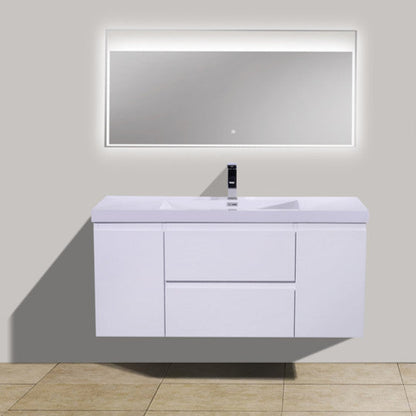 Bohemia Lina 48" Wall Mounted Bathroom Vanity with Reinforced Acrylic Integrated Sink Top