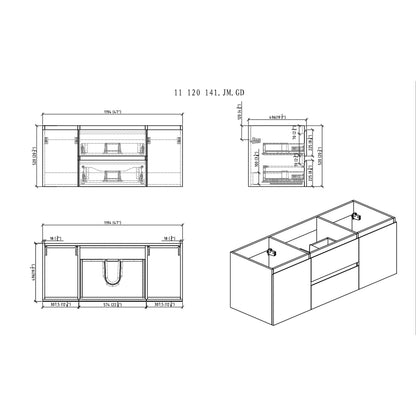 Bohemia Lina 48" Wall Mounted Bathroom Vanity with Reinforced Acrylic Integrated Sink Top
