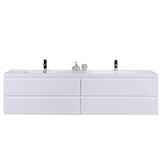 Bohemia Lina 72" Wall Mounted Bathroom Vanity with Reinforced Acrylic Integrated Sink Top