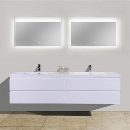 Bohemia Lina 72" Wall Mounted Bathroom Vanity with Reinforced Acrylic Integrated Sink Top