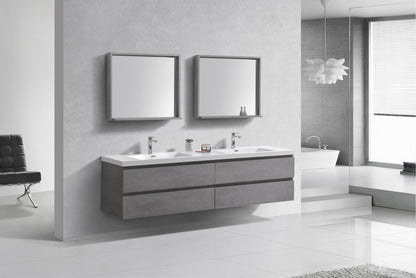 Bohemia Lina 84" Wall Mounted Bathroom Vanity with Reinforced Acrylic Integrated Sink Top
