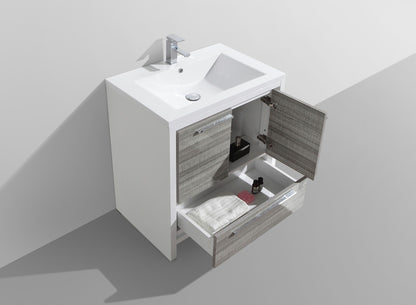 Dolce 30" Freestanding Bathroom Vanity with Reinforced Acrylic Integrated Sink Top