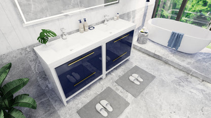 Dolce 72" Freestanding Bathroom Vanity with Reinforced Acrylic Integrated Sink Top