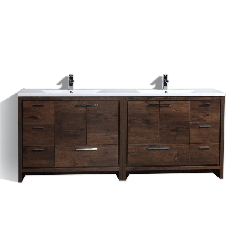 Dolce 84" Freestanding Bathroom Vanity with Reinforced Acrylic Integrated Sink Top