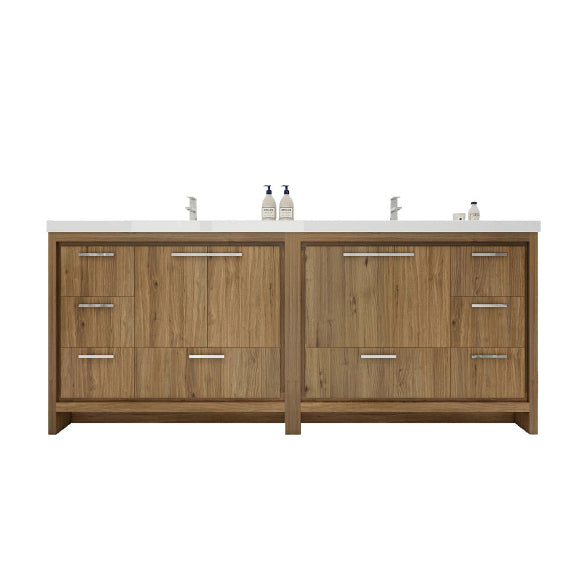 Dolce 84" Freestanding Bathroom Vanity with Reinforced Acrylic Integrated Sink Top