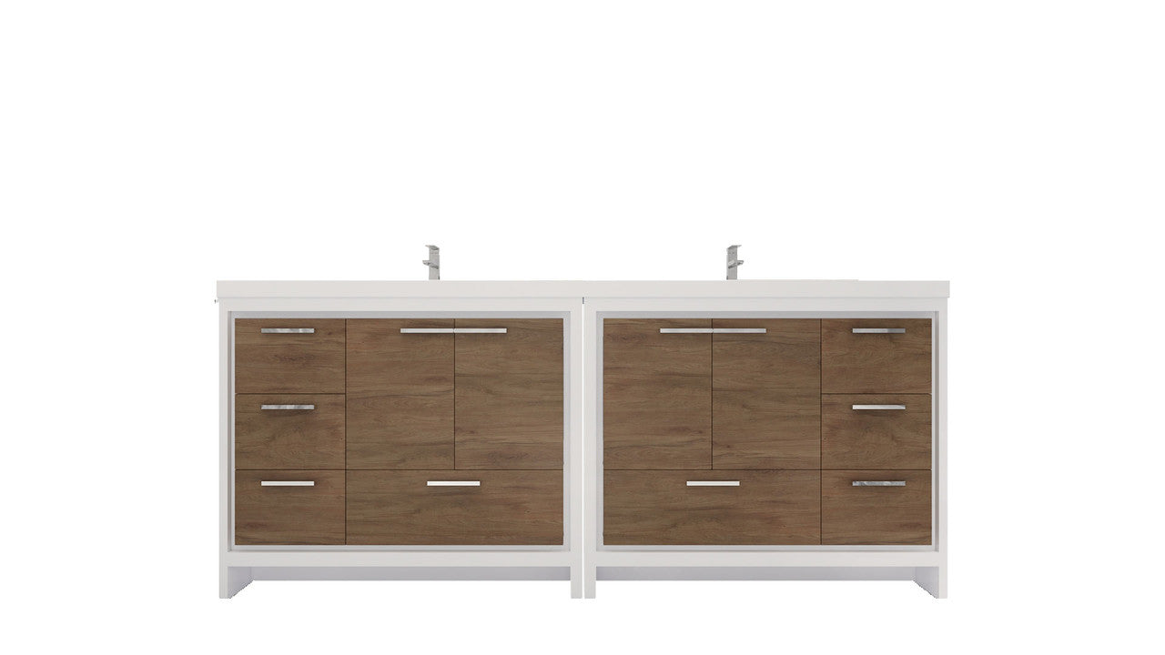 Dolce 84" Freestanding Bathroom Vanity with Reinforced Acrylic Integrated Sink Top