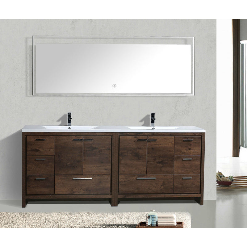 Dolce 84" Freestanding Bathroom Vanity with Reinforced Acrylic Integrated Sink Top