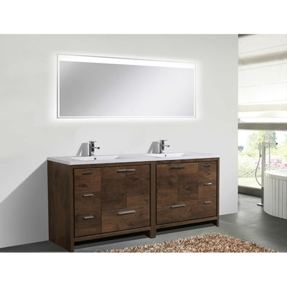 Dolce 84" Freestanding Bathroom Vanity with Reinforced Acrylic Integrated Sink Top