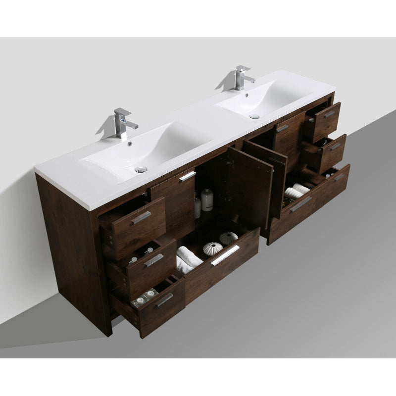 Dolce 84" Freestanding Bathroom Vanity with Reinforced Acrylic Integrated Sink Top