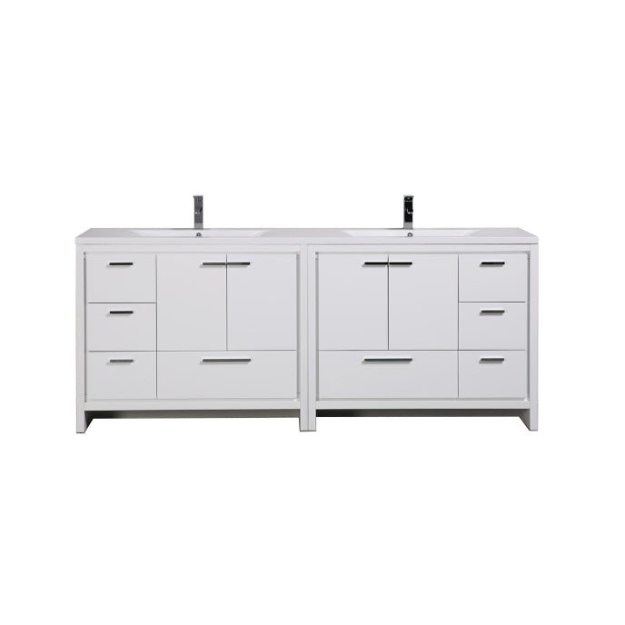 Dolce 84" Freestanding Bathroom Vanity with Reinforced Acrylic Integrated Sink Top