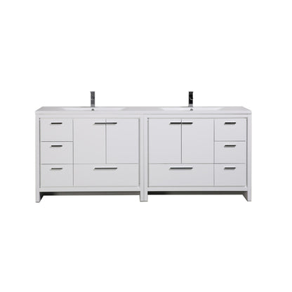Dolce 84" Freestanding Bathroom Vanity with Reinforced Acrylic Integrated Sink Top