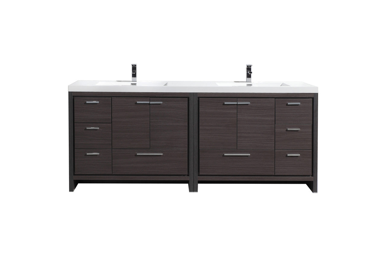 Dolce 84" Freestanding Bathroom Vanity with Reinforced Acrylic Integrated Sink Top