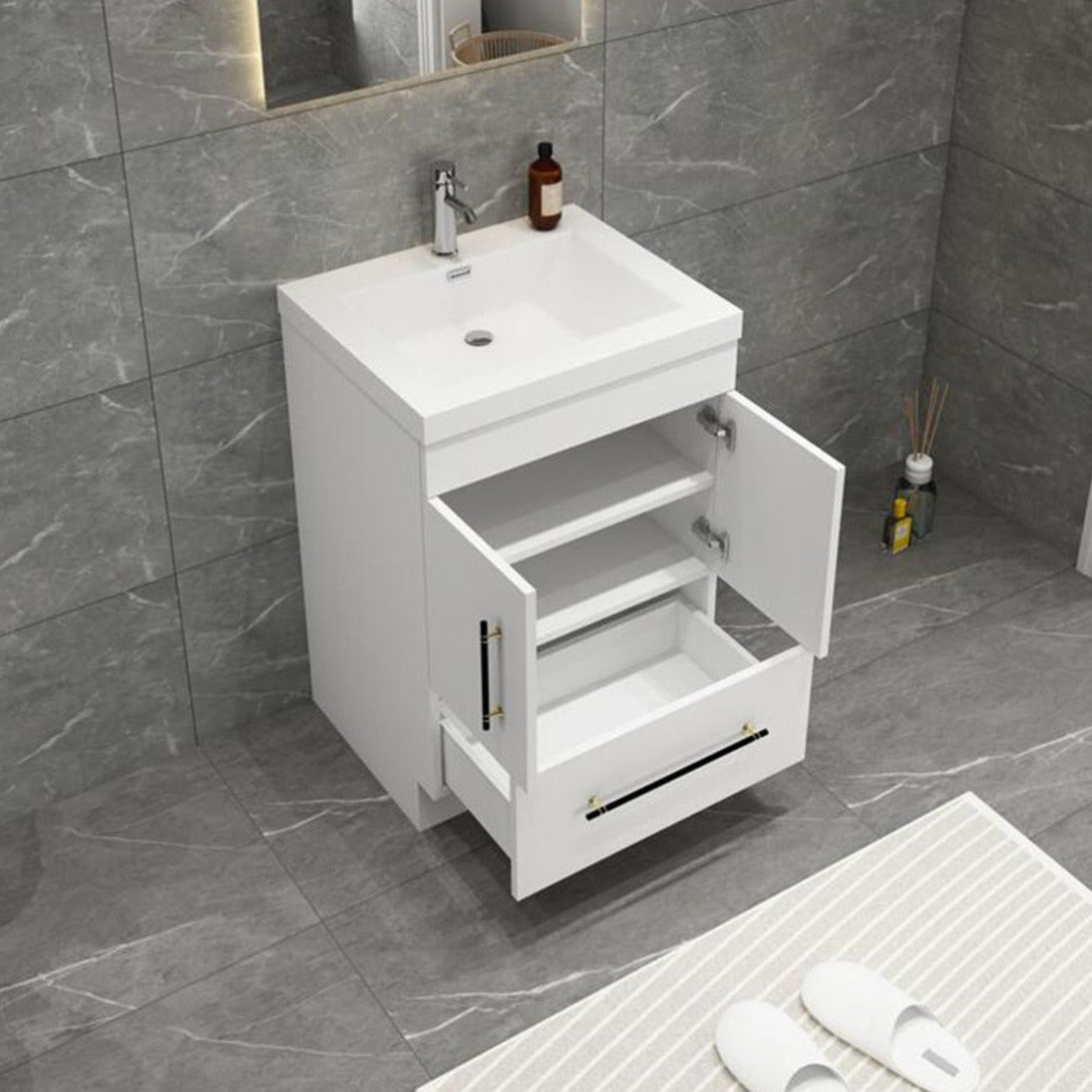 Elsa 24" Freestanding Bathroom Vanity with Reinforced Acrylic Integrated Sink Top