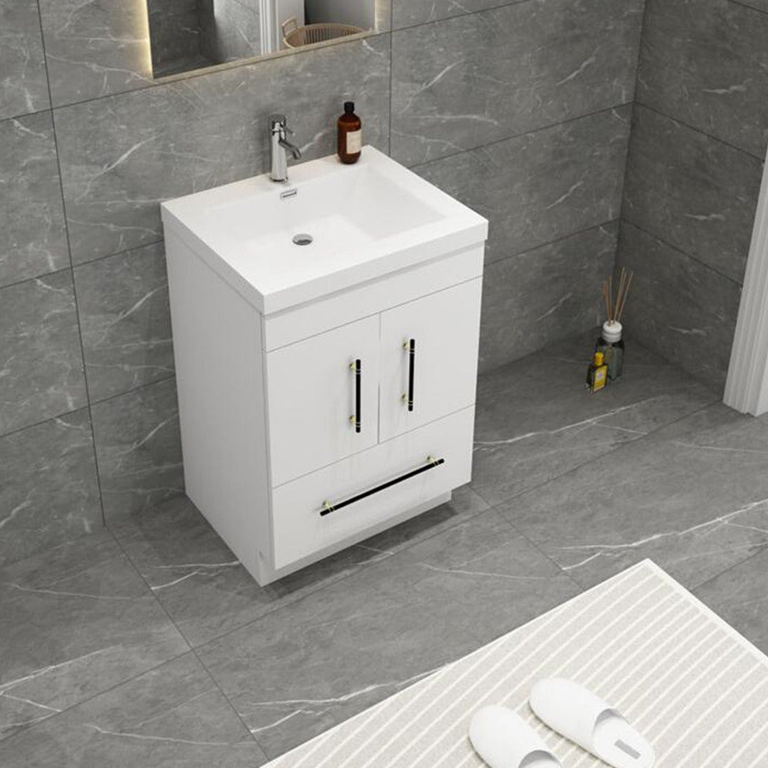 Elsa 24" Freestanding Bathroom Vanity with Reinforced Acrylic Integrated Sink Top