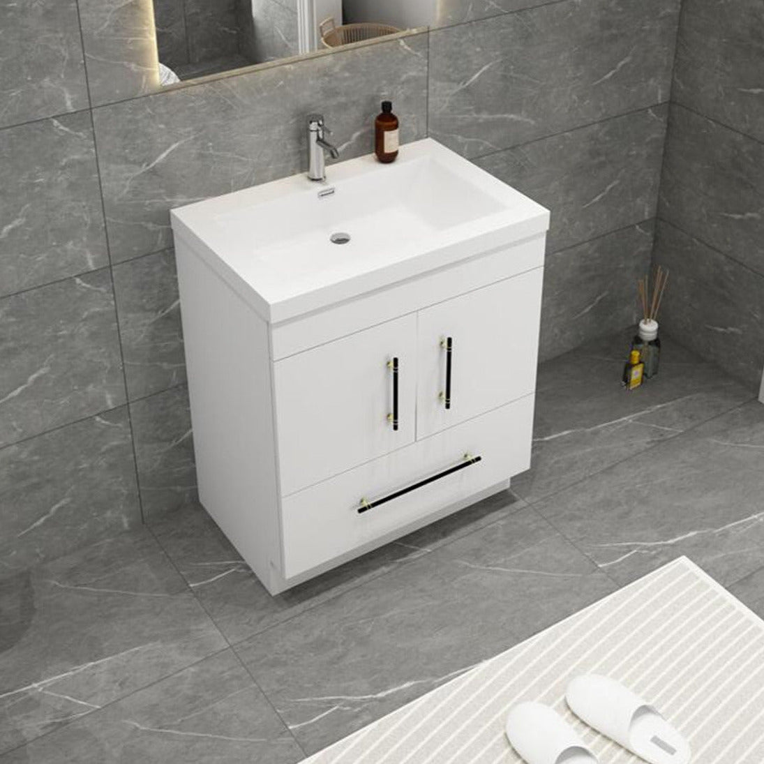 Elsa 30" Freestanding Bathroom Vanity with Reinforced Acrylic Integrated Sink Top