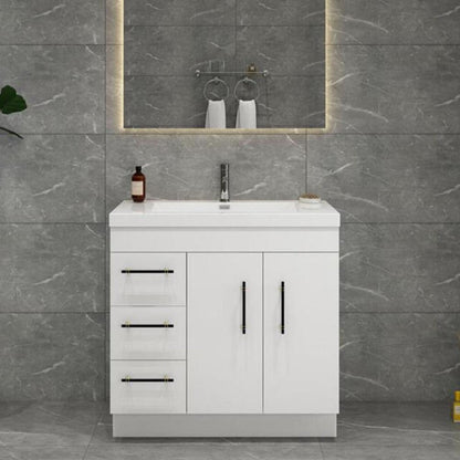 Elsa 36" Freestanding Bathroom Vanity with Reinforced Acrylic Integrated Sink Top