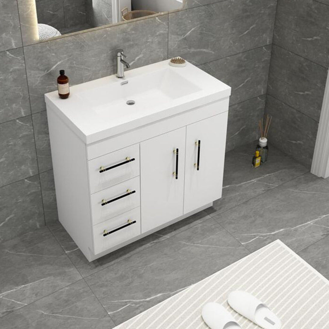 Elsa 36" Freestanding Bathroom Vanity with Reinforced Acrylic Integrated Sink Top