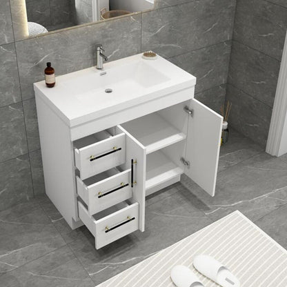 Elsa 36" Freestanding Bathroom Vanity with Reinforced Acrylic Integrated Sink Top