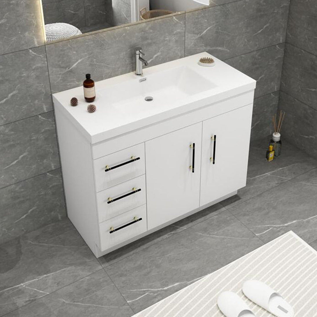 Elsa 42" Freestanding Bathroom Vanity with Reinforced Acrylic Integrated Sink Top