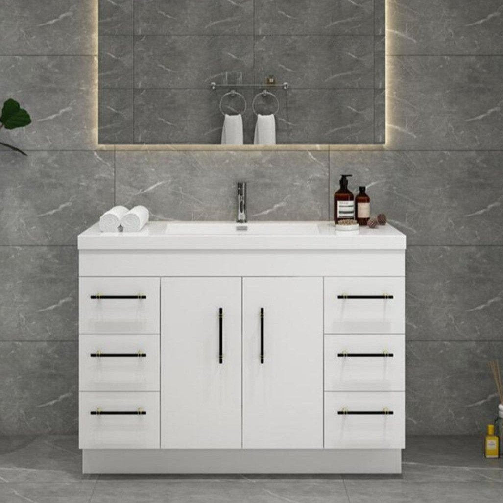 Elsa 48" Freestanding Bathroom Vanity with Reinforced Acrylic Integrated Sink Top