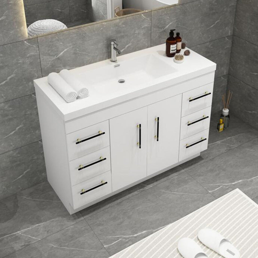 Elsa 48" Freestanding Bathroom Vanity with Reinforced Acrylic Integrated Sink Top