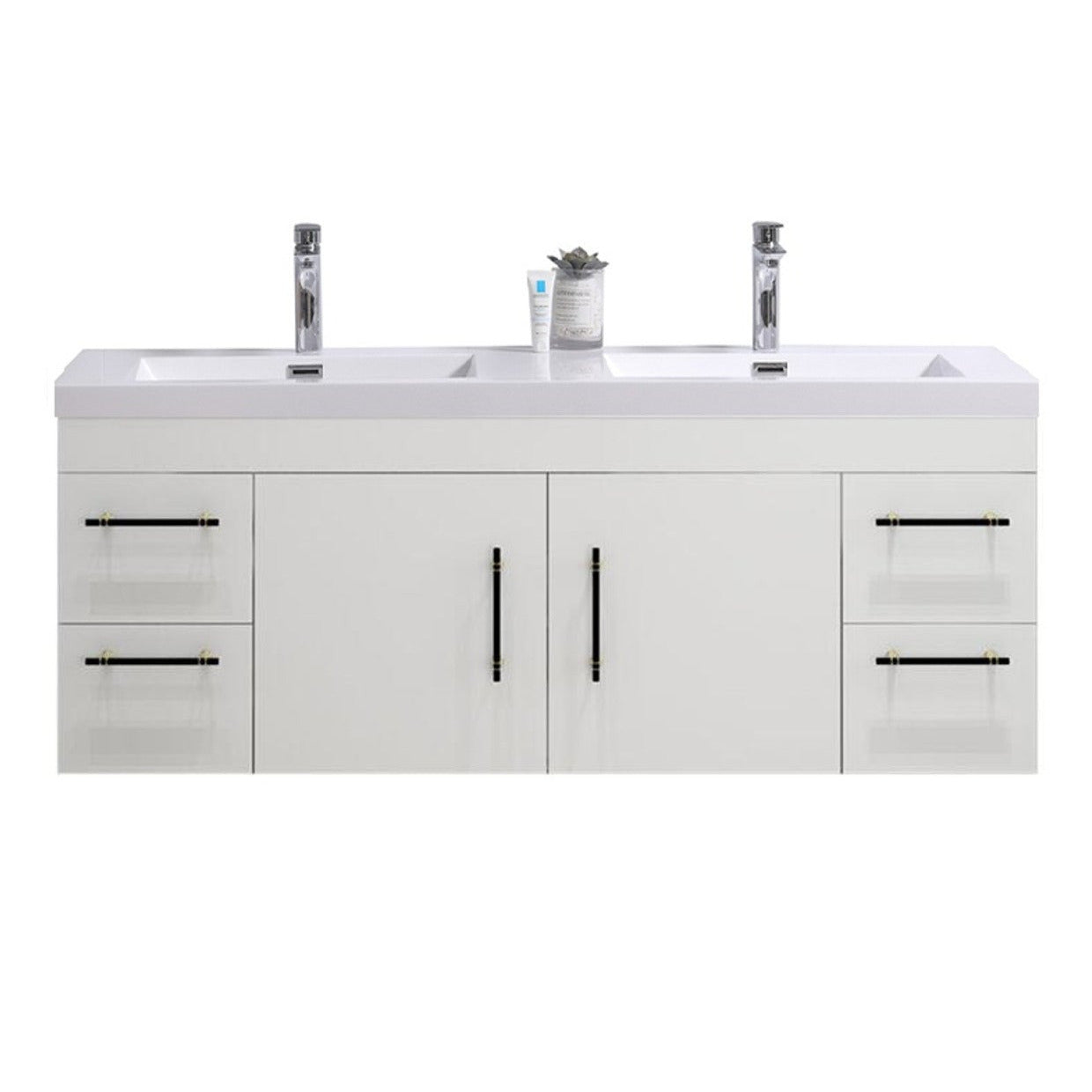 Elsa 60" Wall Mounted Bathroom Vanity with Reinforced Acrylic Integrated Sink Top