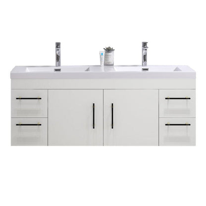 Elsa 60" Wall Mounted Bathroom Vanity with Reinforced Acrylic Integrated Sink Top